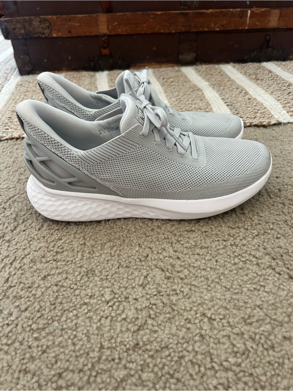 Women's Lightweight Gray Knit Sneakers - Comfortable Everyday Walking Shoes